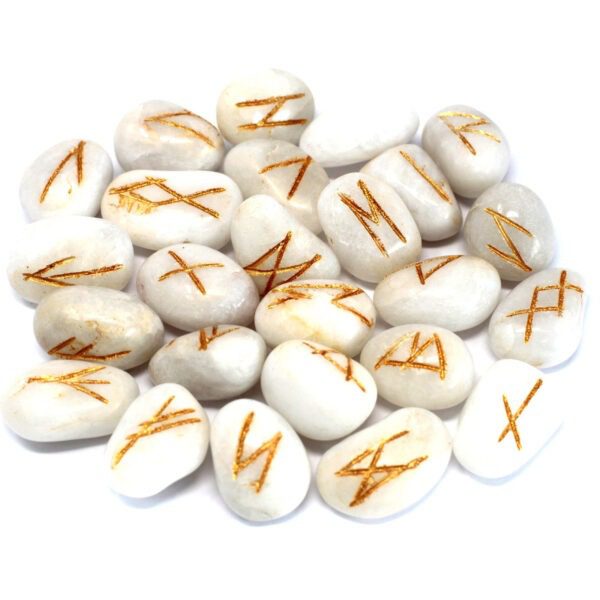 Piedras rúnicas artesanas - Ágata blanca - Imagen 2
