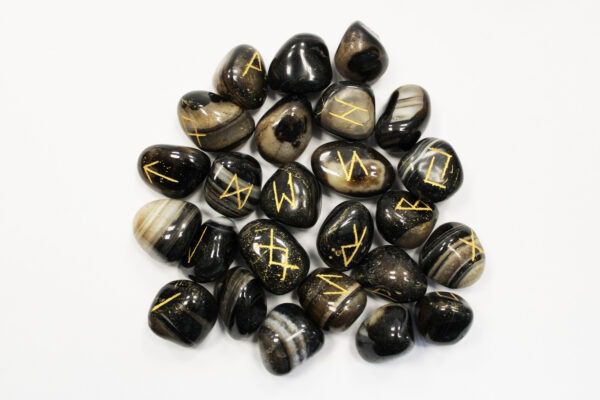 Piedras rúnicas artesanas - Ónix negro - Imagen 2