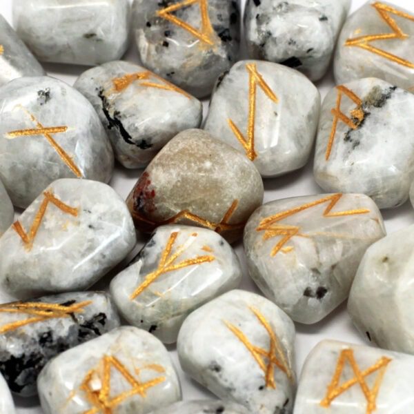 Piedras rúnicas artesanas - Piedra lunar del arco iris