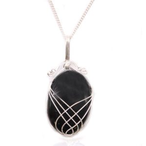 Collar Piedra Preciosa Envuelta - Ónix Negro en bruto