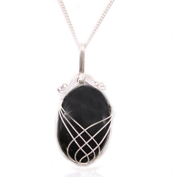 Collar Piedra Preciosa Envuelta - Ónix Negro en bruto