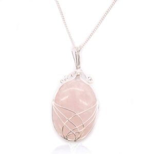 Collar Piedra Preciosa Envuelta - Cuarzo Rosa en bruto