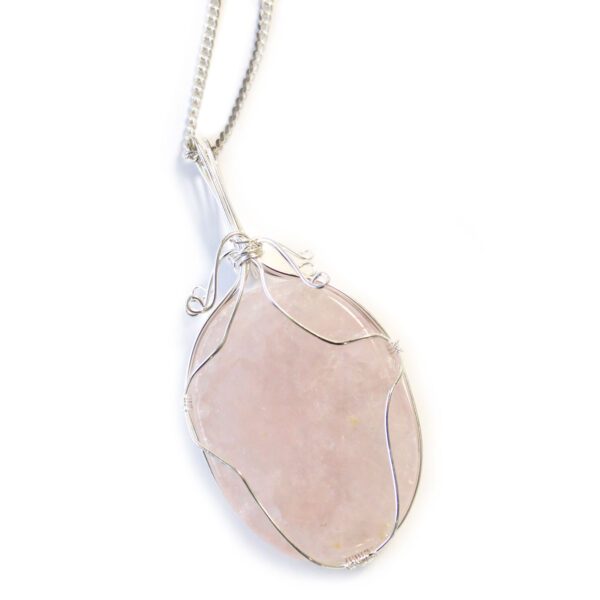 Collar Piedra Preciosa Envuelta - Cuarzo Rosa en bruto - Imagen 2