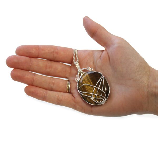 Collar Piedra Preciosa Envuelta - Ojo de Tigre en bruto - Imagen 4