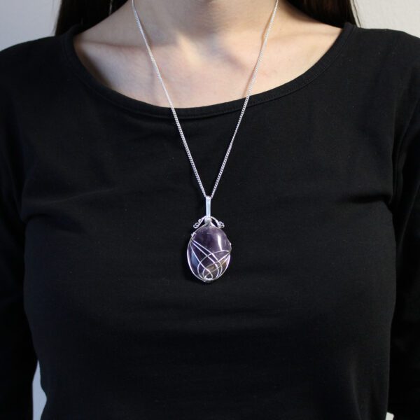 Collar Piedra Preciosa Envuelta - Amatista en bruto - Imagen 2